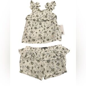 7 For All Mankind Girls Floral Print Matching Set Size 0-3 months.